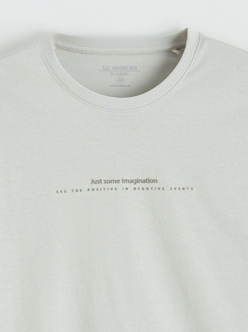 Bisiklet Yaka Yaz? Bask?l? Penye Erkek Ti??rt