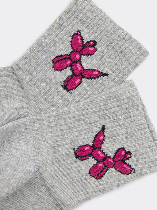 Цена за 5 пар! Носки женские серого цвета с рисунком надувной собачки - Mark formelle фото 4