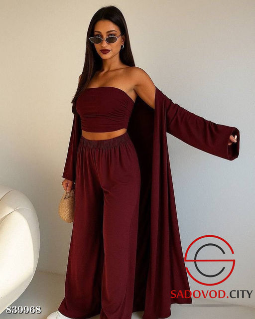 Костюм тройка: топ, брюки и длинная накидка - Bruno фото 3