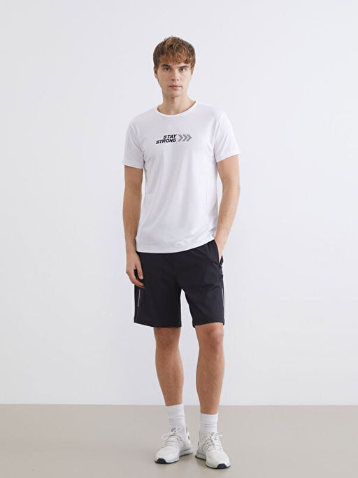 Bisiklet Yaka Bask?l? Erkek Spor Ti??rt