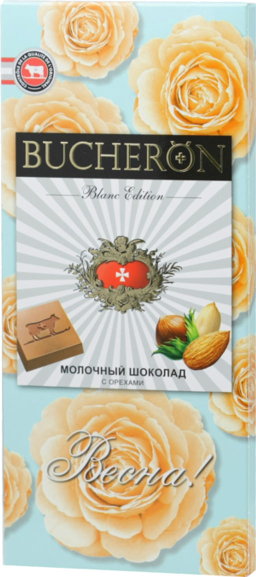 BUCHERON. 8 марта. Blanc Edition Spring. Молочный с орехами 85 гр. карт.упаковка