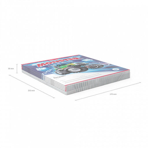 Цена за 200 шт. Тетрадь школьная ученическая ErichKrause Monster Car, 18 листов, клетка (в плёнке по 10 шт.)  фото 11