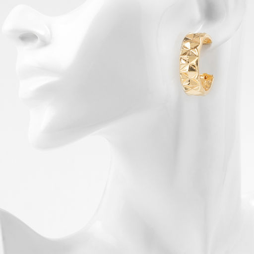 Серьги кольца QF Геометрия, орнамент, d=2.8 см, цвет золото  фото 3