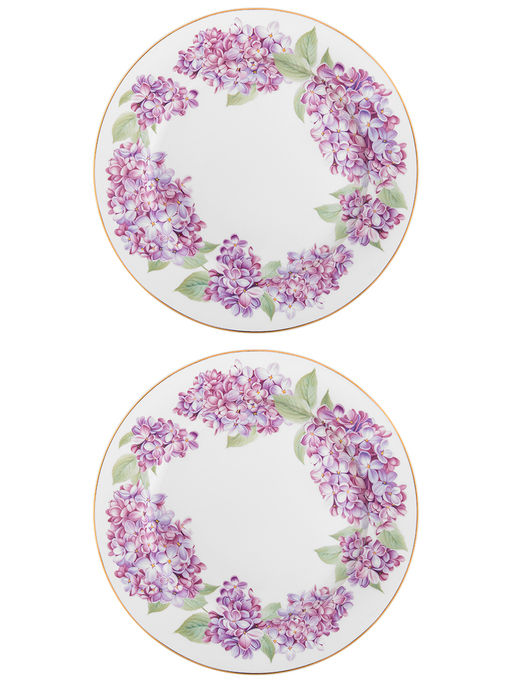 Набор тарелок десертных 2 пр. 19*19*2 см "Сирень" фарфор NEW BONE CHINA