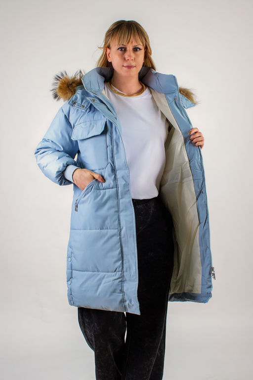 Удлиненная парка с капюшоном, арт 618,