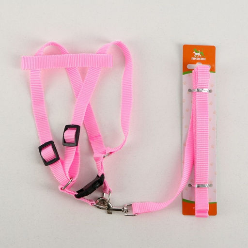 Комплект Базис, поводок 120 х 1,5 см, ОГ 32-46 см, розовый - Пижон фото 5