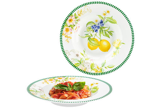 Набор тарелок 2 пр. 400 мл 22*22*4 см Лимоны глубокие, NEW BONE CHINA - Elan gallery фото 4