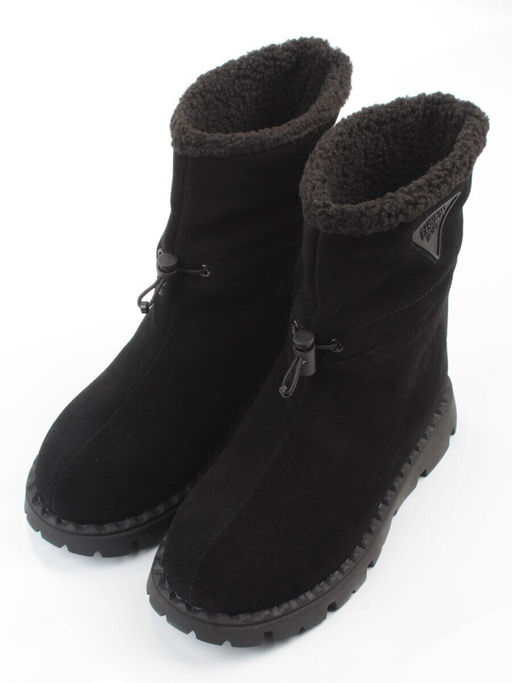04-PAL273-1Z BLACK Ботинки зимние женские (натуральная замша, 100% шерсть)