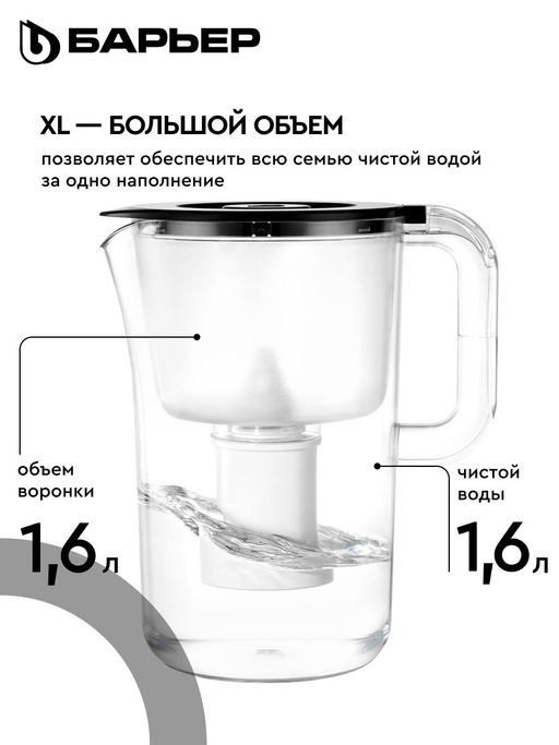 Фильтр-кувшин Баланс Макси XL, черный 3,7 л Барьер  фото 2