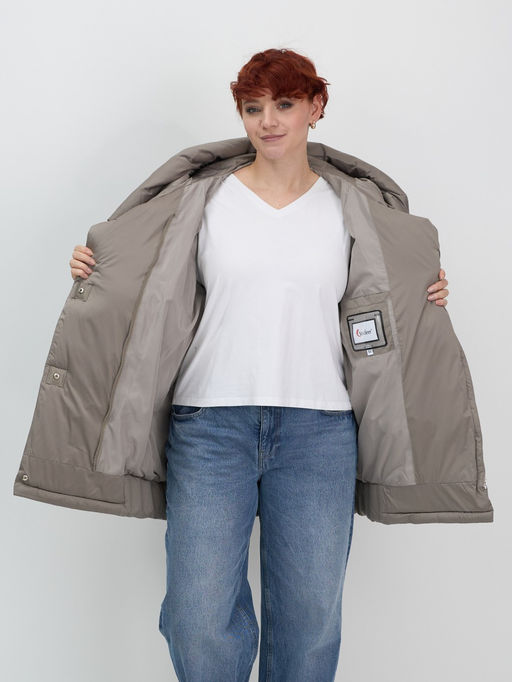 Куртка зимняя женская с капюшоном модная коричневого цвета 7651K - Visdeer фото 9