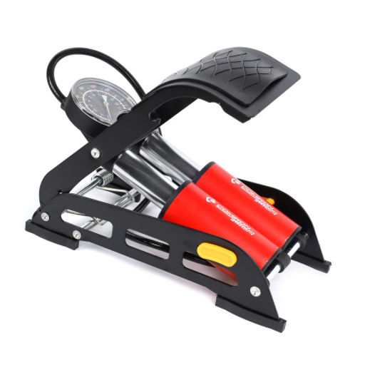 Насос ножной с манометром COMIRON FUJIN 2, стальная рама, алюминиевый цилиндр Presta-Schrader-Dunlop, 8,3 бар. Два поршня. /уп 10 - ГалеонТрейд фото 3