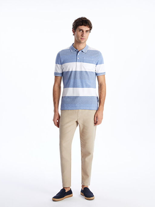 Polo Yaka K?sa Kollu Renk Bloklu Pike Erkek Ti??rt