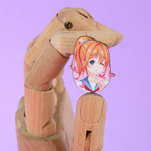 Цена за 2 шт. Значок деревянный Школьницы, аниме, 2.6?3.3 см