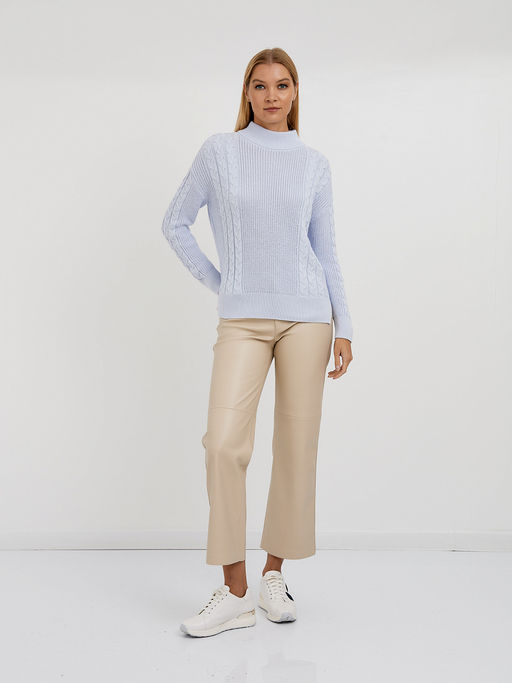 водолазка женская из хлопка с воротником стойкой и с объемным узором - Glenfield фото 2