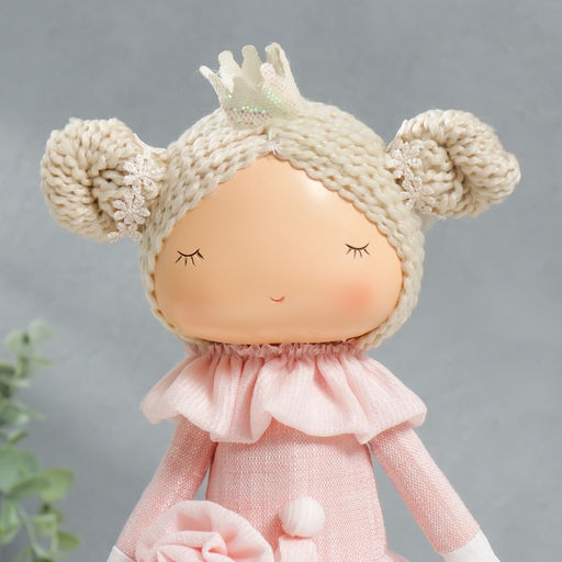 Интерьерная кукла текстильная Маленькая принцесса в розовом, с цветком, 35?15.5?17 см - Simaland фото 7