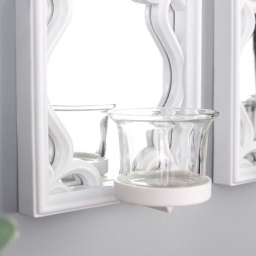 Подсвечник пластик, стекло на 1 свечу "Зеркальные узоры" набор 2 шт d-4 см белая 8х13х40 см   906886