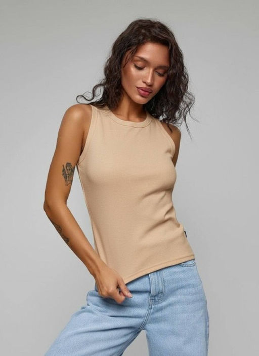 топ майка качество пенье ХЛОПОК с ЛАЙКРОЙ белый молочный - Knitka wear фото 23