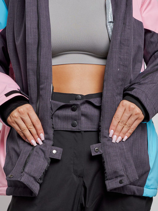 Горнолыжная куртка женская зимняя большого размера розового цвета 3963R - Mtforce фото 10