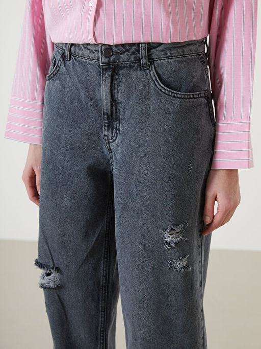 Boyfriend Y?rt?k Detayl? Kad?n Jean Pantolon
