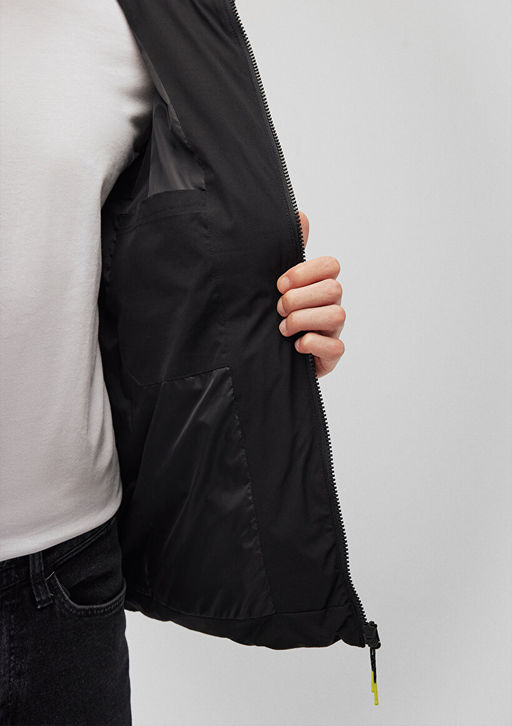 Kapusonlu Siyah Sisme Mont - Mavi фото 7