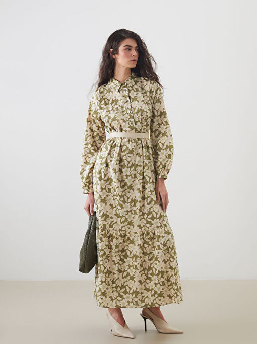 G?mlek Yaka ?i?ekli Elbise