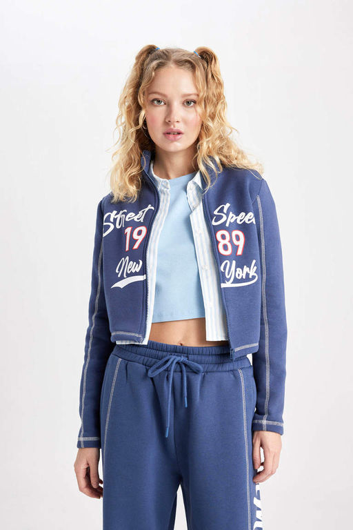 Толстовка на молнии с принтом Cool Regular Fit - Defacto фото 5