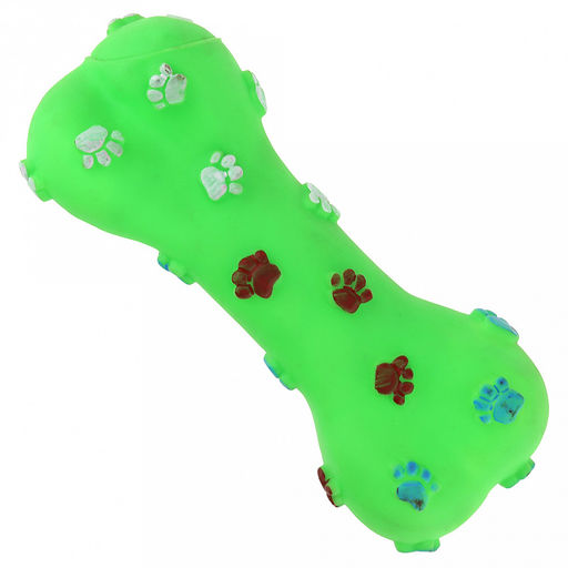 Игрушка для собаки Косточка макси лапа 19х7,5х4см, с пищалкой, ПВХ, фактурная, цвета микс (оранжевый, желтый, зеленый), Пэт тойс (Pet toys) (Китай)  фото 2