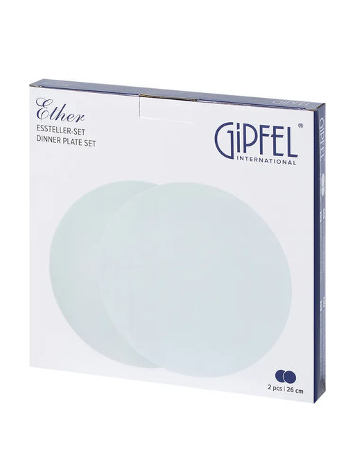 52215 GIPFEL Набор тарелок обеденных ETHER 26 см (2 шт.). Материал: керамика. Цвет: светло-голубой.