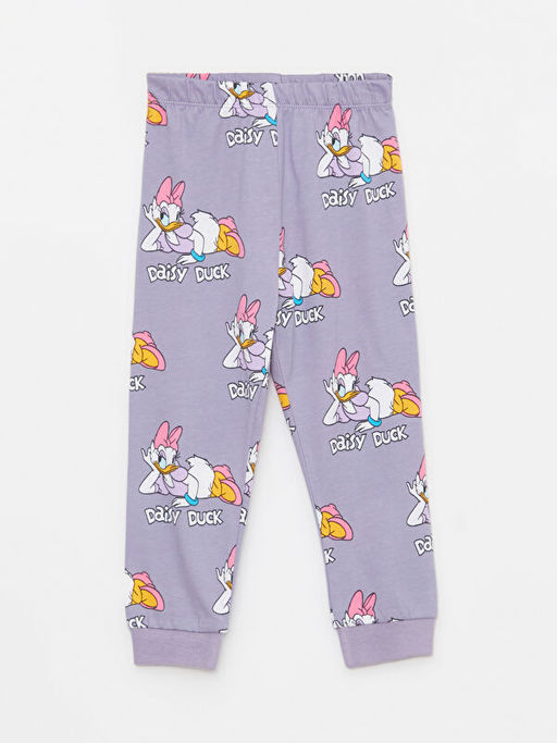 Bisiklet Yaka Uzun Kollu Daisy Duck Bask?l? K?z Bebek Pijama Tak?m - Waikiki фото 3