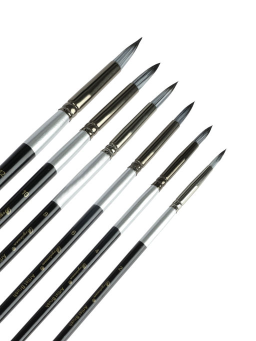 Набор кистей для рисования, синтетика, 6 штук: № 2, 4, 6, 8, 10, 12, круглые, международный размер