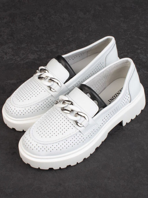 03-PDD153-1 WHITE Лоферы женские (натуральная кожа)