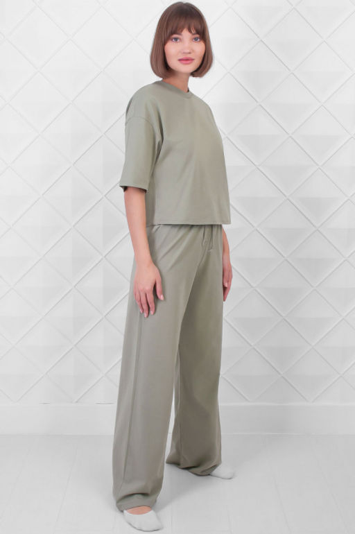 Арт. 10804/3 Домашний костюм с брюками 44-52 (5 шт) Цвет:верх-полынь,низ-полынь