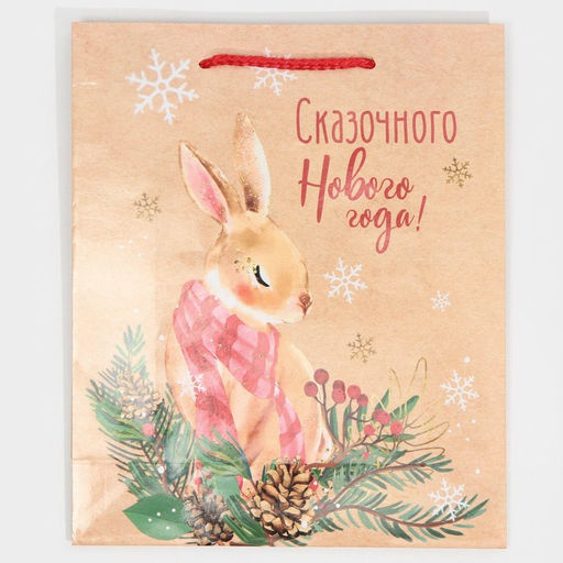 Цена за 2 шт. Пакет подарочный новогодний ламинированный «Сказочного Нового года», ML 21 х 25 х 8 см