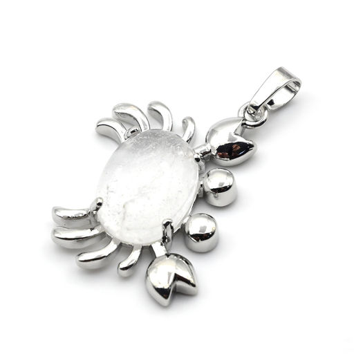 Подвеска с горным хрусталем "Краб" 22*34мм в металле