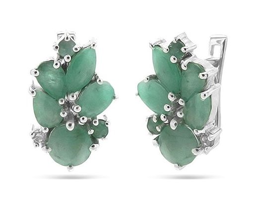Серьги из серебра изумруд, Белиссимо