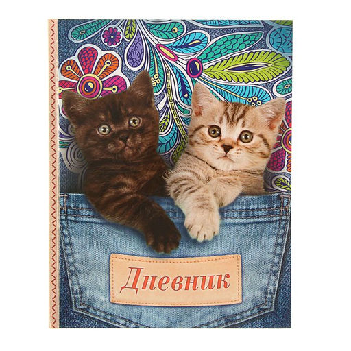 Дневник школьный для 1-11 классов, «Котята в кармане», твёрдая обложка 7БЦ, глянцевая ламинация, 40 листов