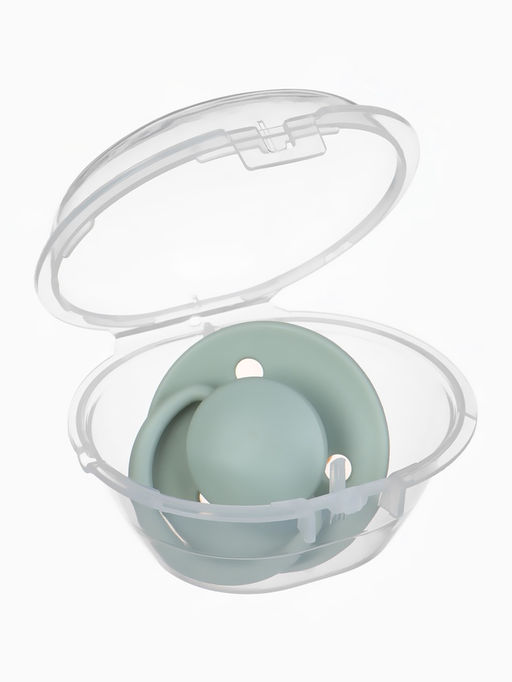 Соска-пустышка, от 6 мес., латекс, классическая, в контейнере, серо-зелёная, M&B