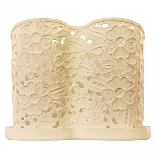 Подставка для столовых приборов пластмассовая Сердце 19х17х15см, 4-х-секционная, бежевый (Россия) - Домашняя мода фото 4