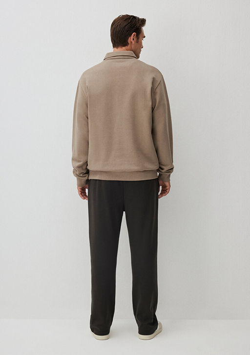 Yar? Fermuarl? Kahverengi Basic Sweatshirt - Mavi фото 4