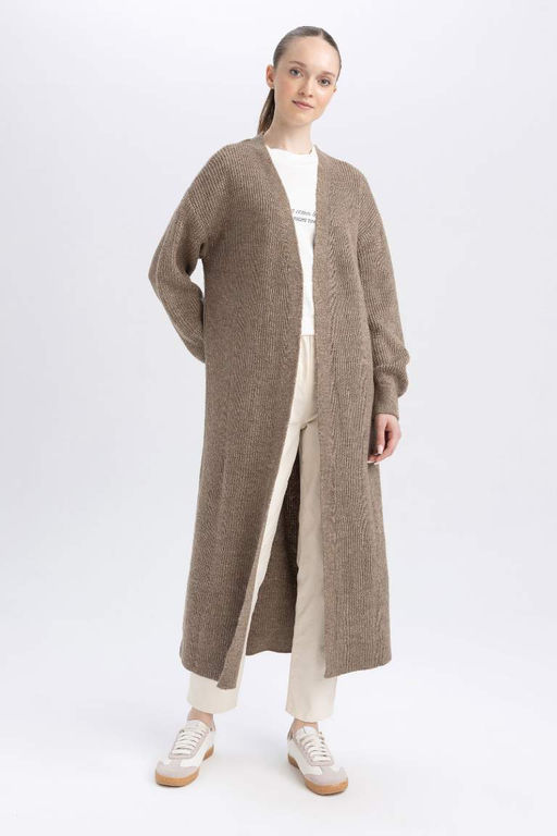 Кардиган стандартного кроя с V-образным вырезом - Defacto фото 2