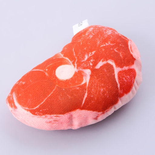 Игрушка для собак с пищалкой Стейк из текстиля, 13 х 10 см - Пушистое счастье фото 2