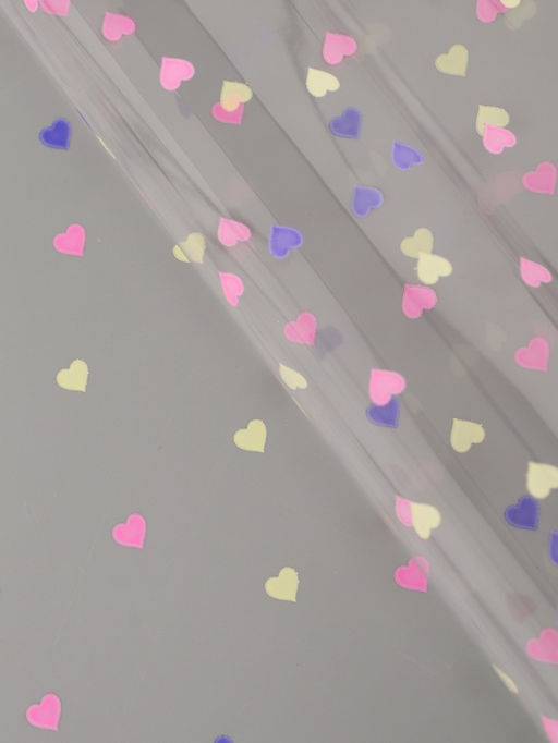 Пленка для цветов «Сердечки конфетти», прозрачный/микс, 0.7×7.6 м, 40 мкм, 200 г