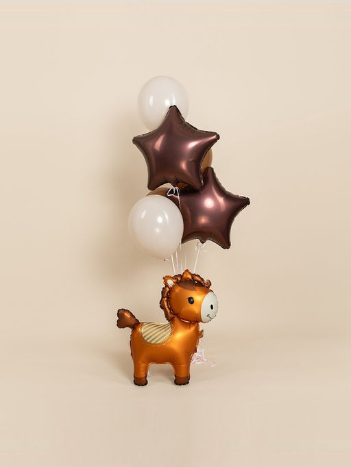 Цена за 2 шт. Воздушный шар фольгированный 3D 25" «Лошадка», коричневый