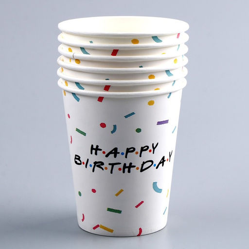 Набор бумажной посуды Happy birthday: 6 тарелок, 6 стаканов - Страна карнавалия фото 9