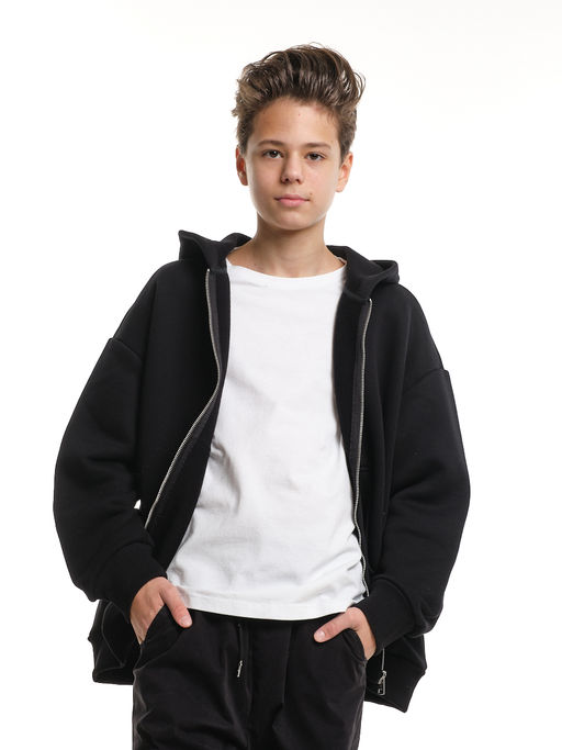 Зипка толстовка для мальчика с шевроном 22-0430 черный