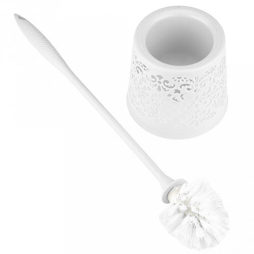 Ерш унитазный пластмассовый со съемной ручкой "Вензель" 48см, с подставкой д13,5см h12,2см, белый (Китай)