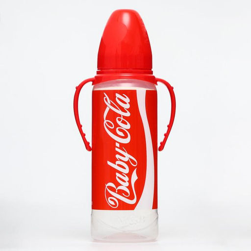 Бутылочка для кормления малыша M&B Baby Cola, классическое горло, с ручками, от 3 мес., 250 мл., цилиндр