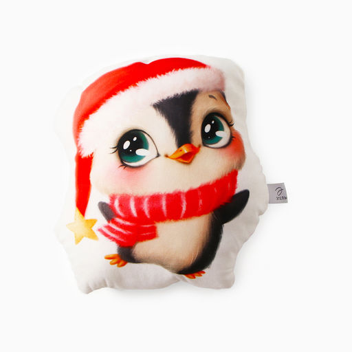 Подушка декоративная новогодняя Этель. Happy penguin 30?35 см, велюр