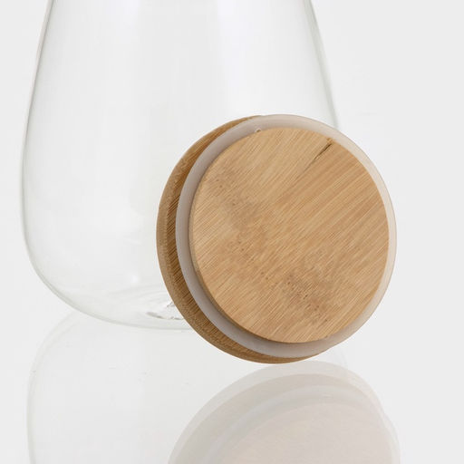 Банка для хранения сыпучих «Эко», 900 мл, 12×14.5 см, с бамбуковой крышкой, стекло, прозрачная