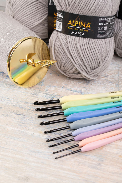 Для вязания Gamma RH-BL крючок с прорезин. ручкой алюминий d 5.0 мм 16 см в блистере фото 10